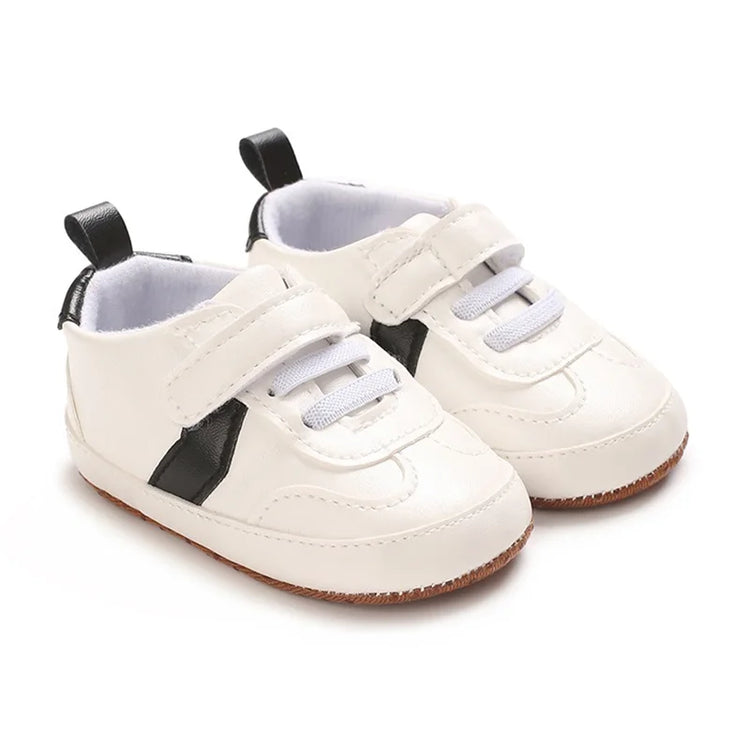 Infant Toddler Soft Sole Leather Sneakers with Contrast Colors Breathable Baby Flats for Newborn Boys and Girls Comfortable