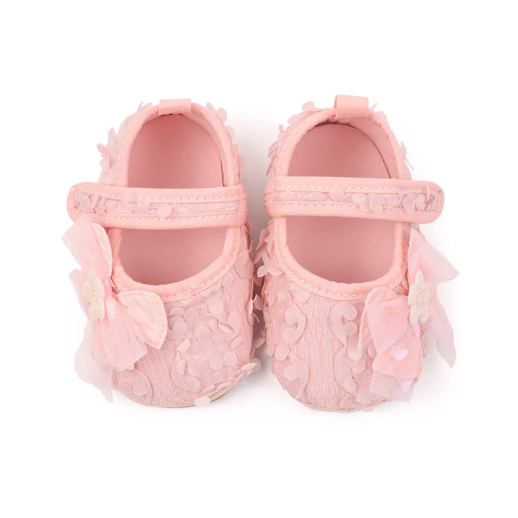 Baby Girl Crib Shoes Cute Bows Flowers Non-slip Soft Soles Mary Jane Shoes Casual Walking Shoes for Newborn Toddler