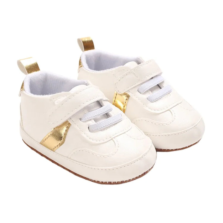 Infant Toddler Soft Sole Leather Sneakers with Contrast Colors Breathable Baby Flats for Newborn Boys and Girls Comfortable