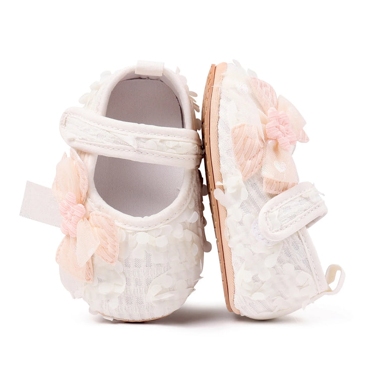 Baby Girl Crib Shoes Cute Bows Flowers Non-slip Soft Soles Mary Jane Shoes Casual Walking Shoes for Newborn Toddler