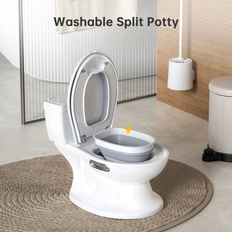 Potty Training Toilet for Toddler, Realistic Potty Training Toilet with Soft Seat with Realistic Flushing Sound & Non-Slip