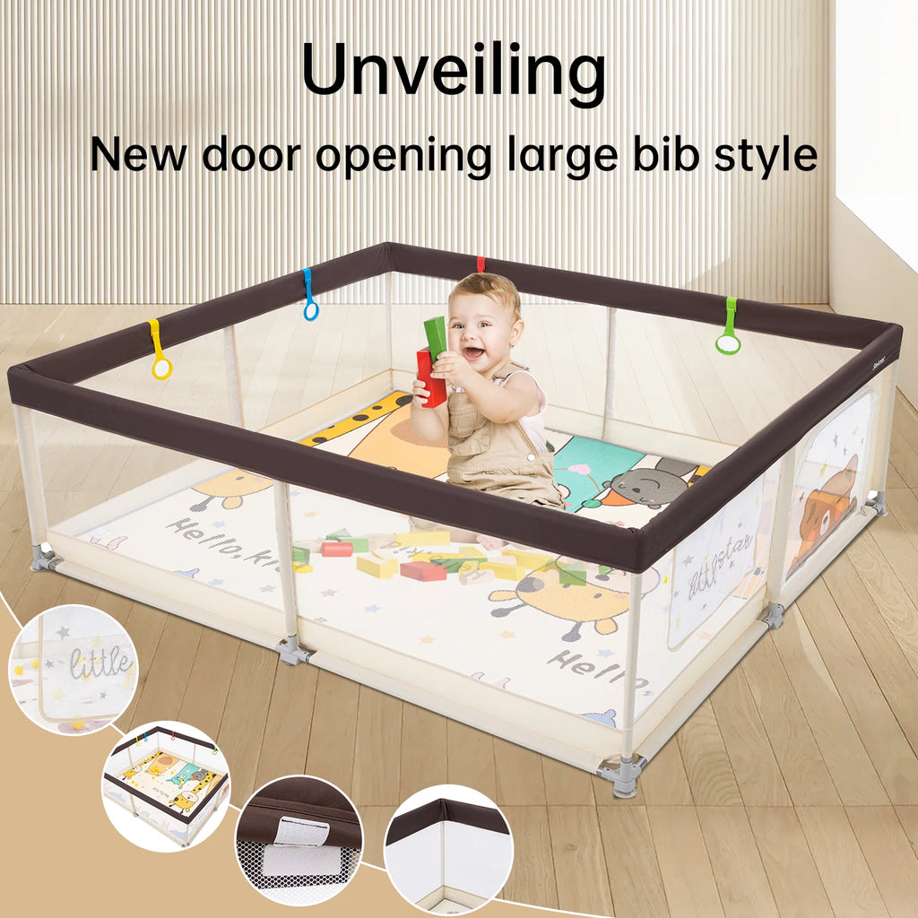 71" x79" Play pen for Baby Toddlers, Playpen with Mat,Unisex Play Yard, Play Pen Indoor&Outdoor,Big Baby Fence with Gate