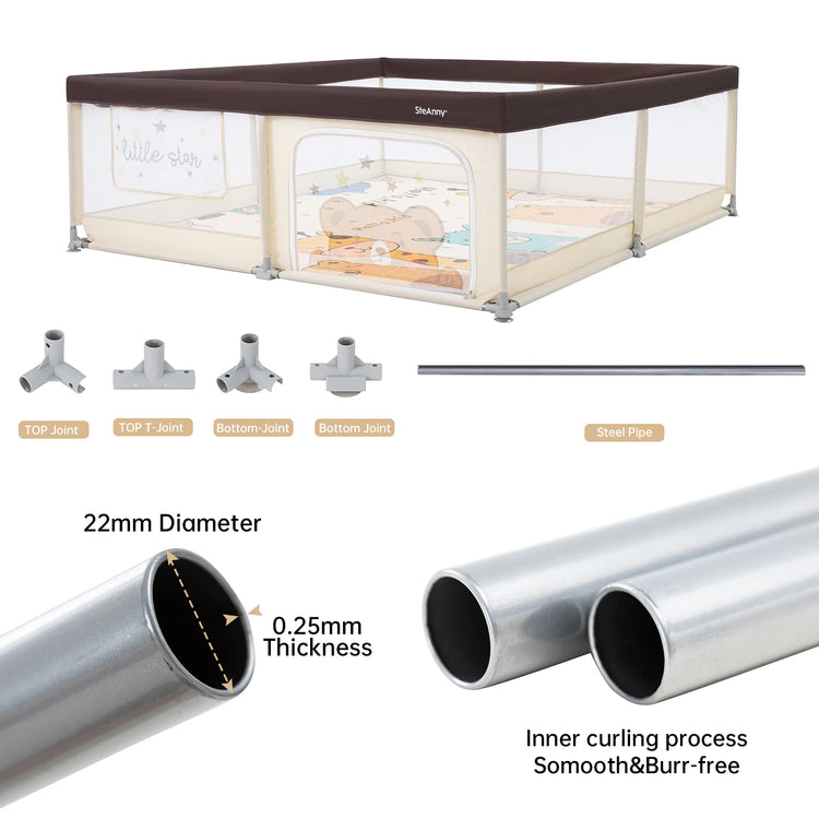 71" x79" Play pen for Baby Toddlers, Playpen with Mat,Unisex Play Yard, Play Pen Indoor&Outdoor,Big Baby Fence with Gate