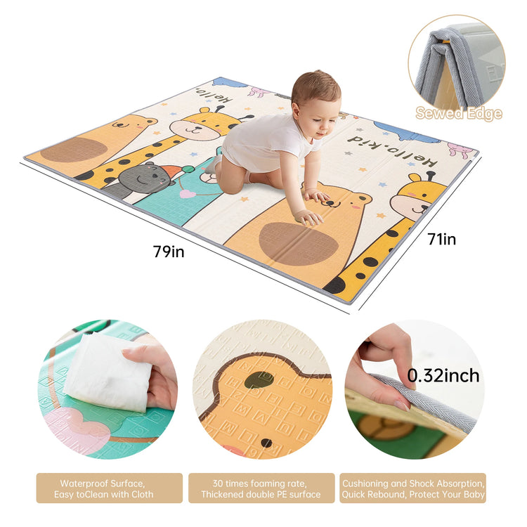 71" x79" Play pen for Baby Toddlers, Playpen with Mat,Unisex Play Yard, Play Pen Indoor&Outdoor,Big Baby Fence with Gate