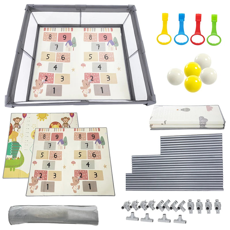 71" x79" Play pen for Baby Toddlers, Playpen with Mat,Unisex Play Yard, Play Pen Indoor&Outdoor,Big Baby Fence with Gate