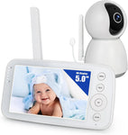 BM505 Baby Monitor Camera Audio 5" Screen 28Hrs Battery Video Camera Night Vision 2Way Talk 10 Lullabies Baby Nanny Security Cam