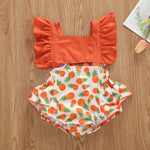 lioraitiin 0-24M Baby Girl Summer Clothing Short Flare Sleeve Pullover Romper Lemon Pineapple Flamingo Print Jumpsuit Clothes