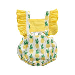 lioraitiin 0-24M Baby Girl Summer Clothing Short Flare Sleeve Pullover Romper Lemon Pineapple Flamingo Print Jumpsuit Clothes