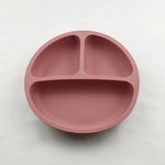 Baby Silicone Feeding Dishes Children Suction Plate Suction Sucker Bowl Wood Fork Spoon Set Toddler Training Tableware BPA Free