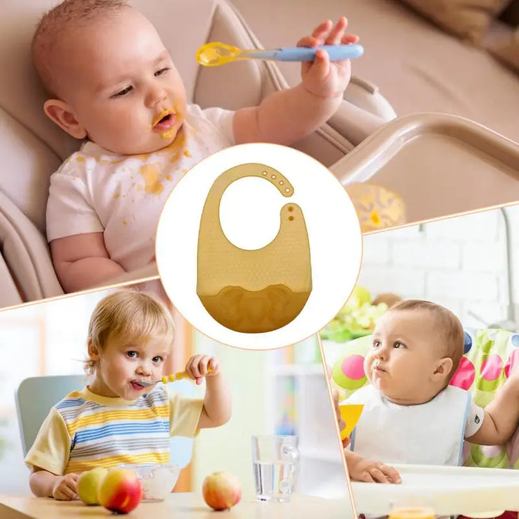 Children's Bibs Unisex Soft Silicone Feeding Bibs Adjustable Baby Food Feeding Bibs Eating Bibs With Food Catcher In Dinosaur