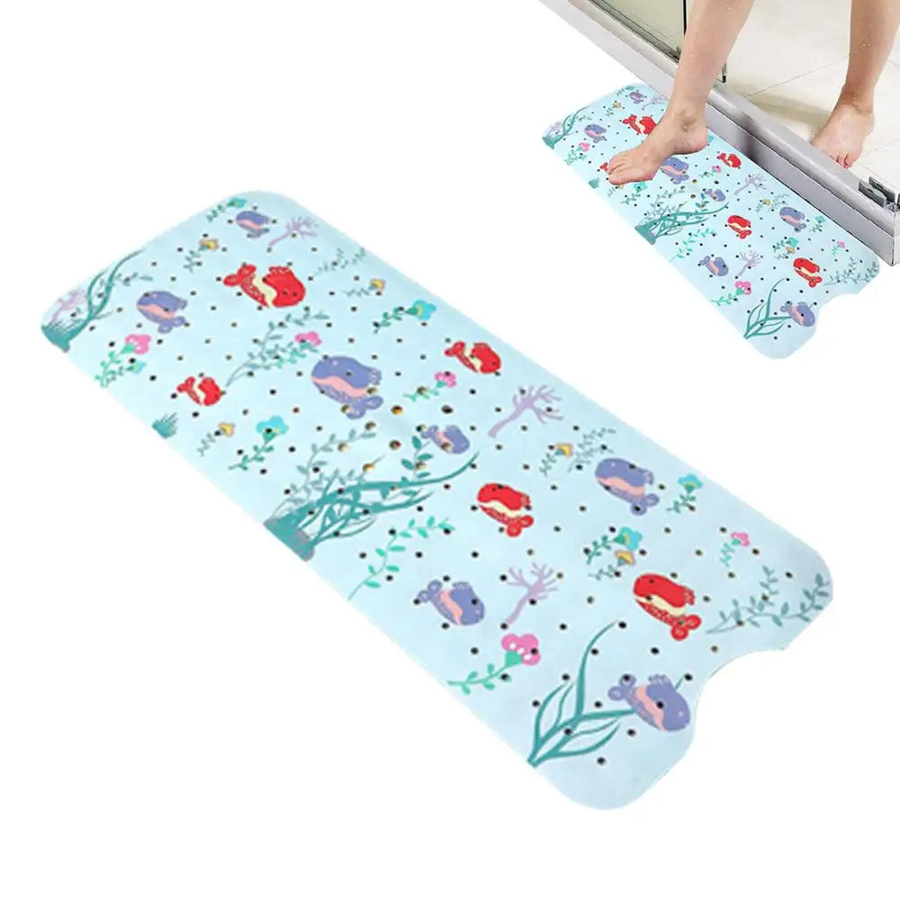 Baby Bath Mat Non Slip Cartoon Toddler Anti-Slip Shower Mats 40 X 16 Inch Machine Washable Toddler Baby Bathtub Mat With Suction
