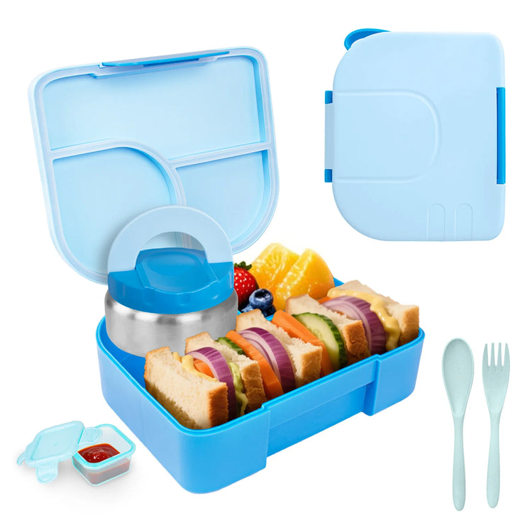Toddler Bento Lunch Box, Kids Leakproof Lunch Food Containers, Insulated Hot Food Jar with Lunch Bag for School, Trvael