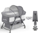 Sejoy Bedside Crib Sleeper for Baby with Large Storage Basket & Mesh Baby Bed Crib for Newborn Portable Baby Side Bassinet