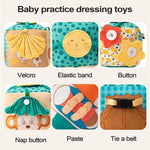 Baby Practice Dressing Toy Early Learning Activity Cube Buttons Dressing Nap Button  Life Skill Education Toys For Children Gift