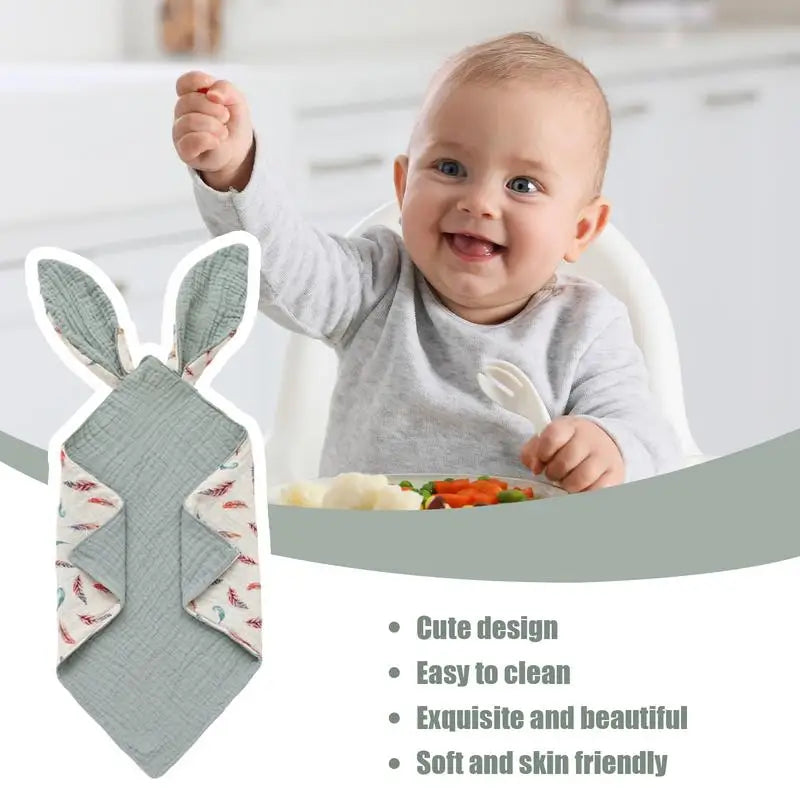 Snap Bibs For Baby Rabbit Ear Design Baby Bandana Drool Bibs Soft Comfortable Cotton Unisex Drooling Bib For Boys Girls