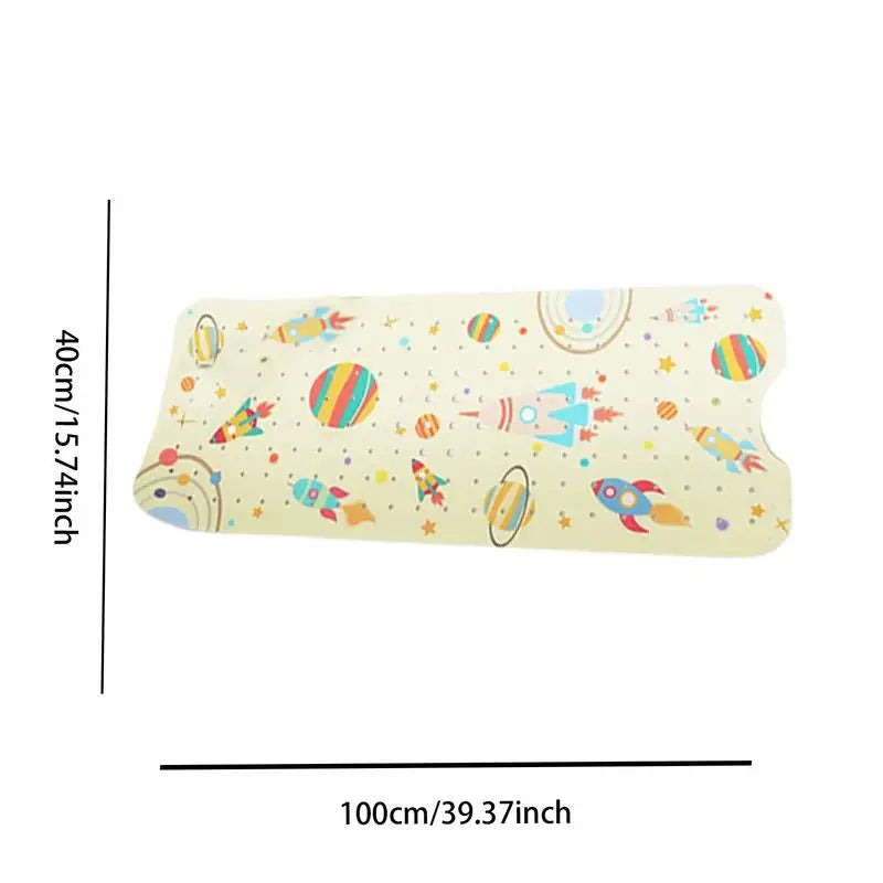 Baby Bath Mat Non Slip Cartoon Toddler Anti-Slip Shower Mats 40 X 16 Inch Machine Washable Toddler Baby Bathtub Mat With Suction