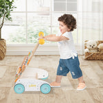 Wooden Baby Walker Ice Cream Cart Toy with Sweet Accessories & Smooth Wheels