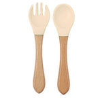 Baby Silicone Feeding Dishes Children Suction Plate Suction Sucker Bowl Wood Fork Spoon Set Toddler Training Tableware BPA Free