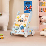 Wooden Baby Walker Push and Pull Learning Activity Center with Wheels Push Toy