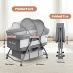 Sejoy Bedside Crib Sleeper for Baby with Large Storage Basket & Mesh Baby Bed Crib for Newborn Portable Baby Side Bassinet