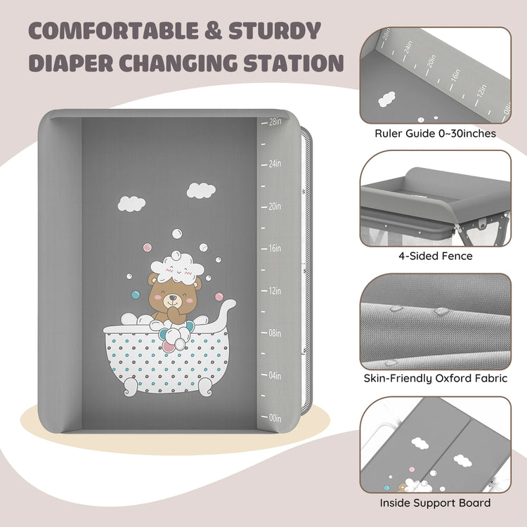 Sejoy Baby Changing Table Folding Diaper Changing Station 360° Lockable Wheels Foldable Height with Storage Bag