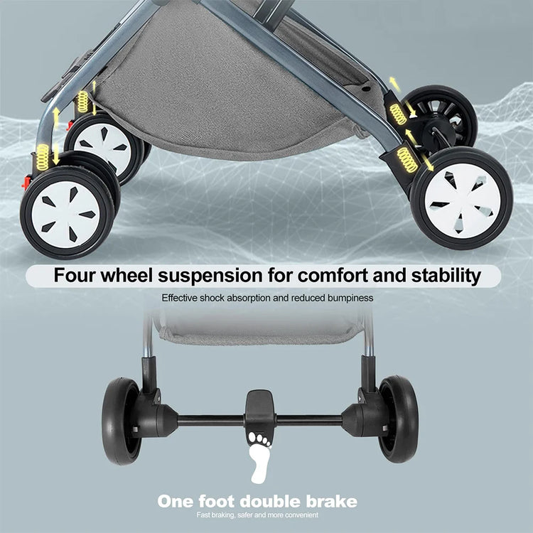 Lightweight Baby Stroller, Compact Toddler Travel Stroller For Airplane, Infant Stroller W/ 5-Point Harness, Adjustable Backrest