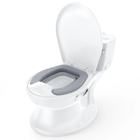 Potty Training Toilet for Toddler, Realistic Potty Training Toilet with Soft Seat with Realistic Flushing Sound & Non-Slip