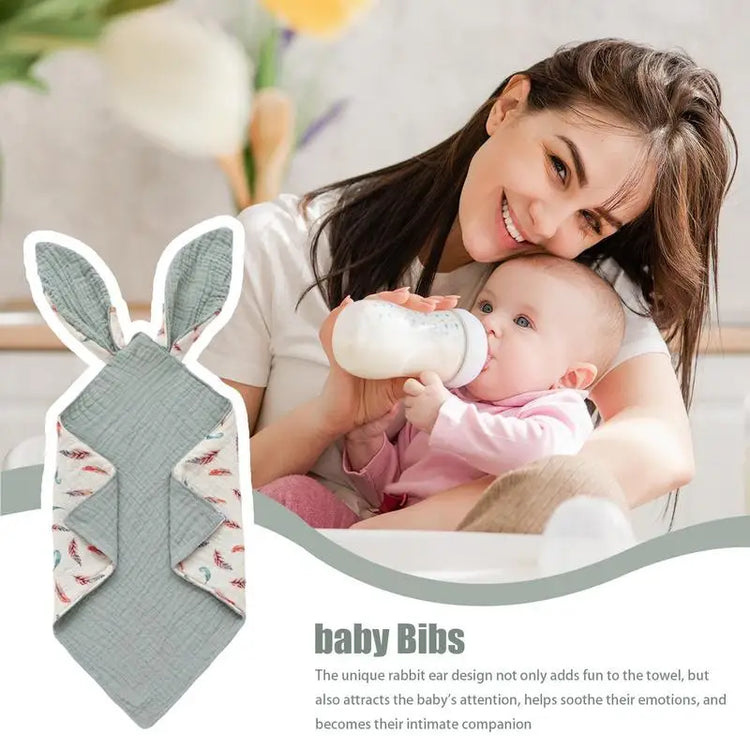 Snap Bibs For Baby Rabbit Ear Design Baby Bandana Drool Bibs Soft Comfortable Cotton Unisex Drooling Bib For Boys Girls