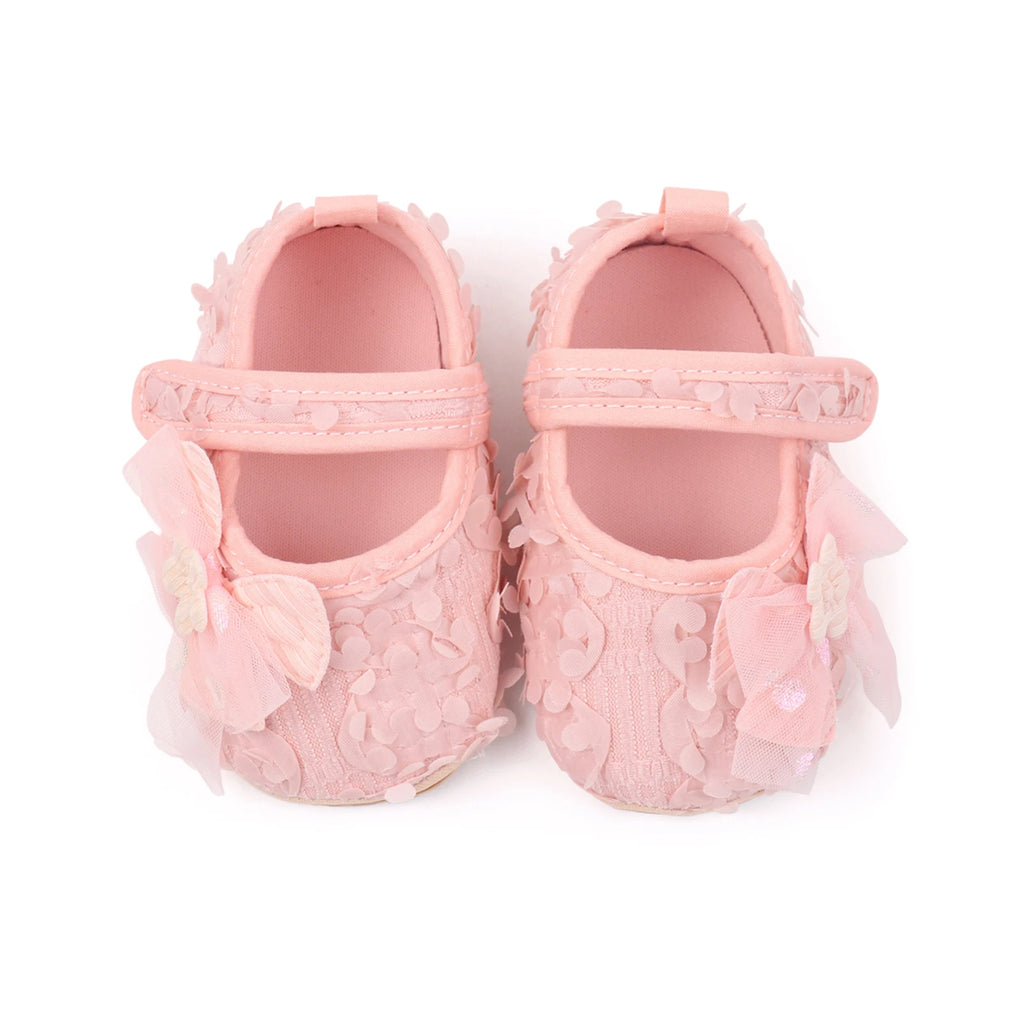Baby Girl Crib Shoes Cute Bows Flowers Non-slip Soft Soles Mary Jane Shoes Casual Walking Shoes for Newborn Toddler