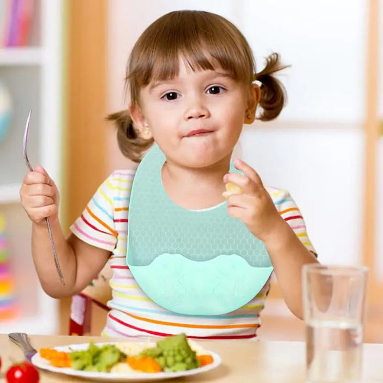 Children's Bibs Unisex Soft Silicone Feeding Bibs Adjustable Baby Food Feeding Bibs Eating Bibs With Food Catcher In Dinosaur