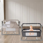 Gray/Khaki Electric Cradle Baby Swing Bed, Automatic Rocking Recliner Crib Basket, Music Remoter Control Sleeping Basket Cot