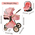 2 In 1 Baby Cradle Stroller, Convertible Foldable Standard Stroller, Double-sided Stroller Stroller, Portable High View Stroller