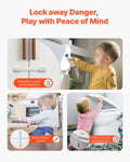 Child Safety Strap Locks 8 Pcs 3M Adhesive Cabinet Drawer Door Cupboard Latches