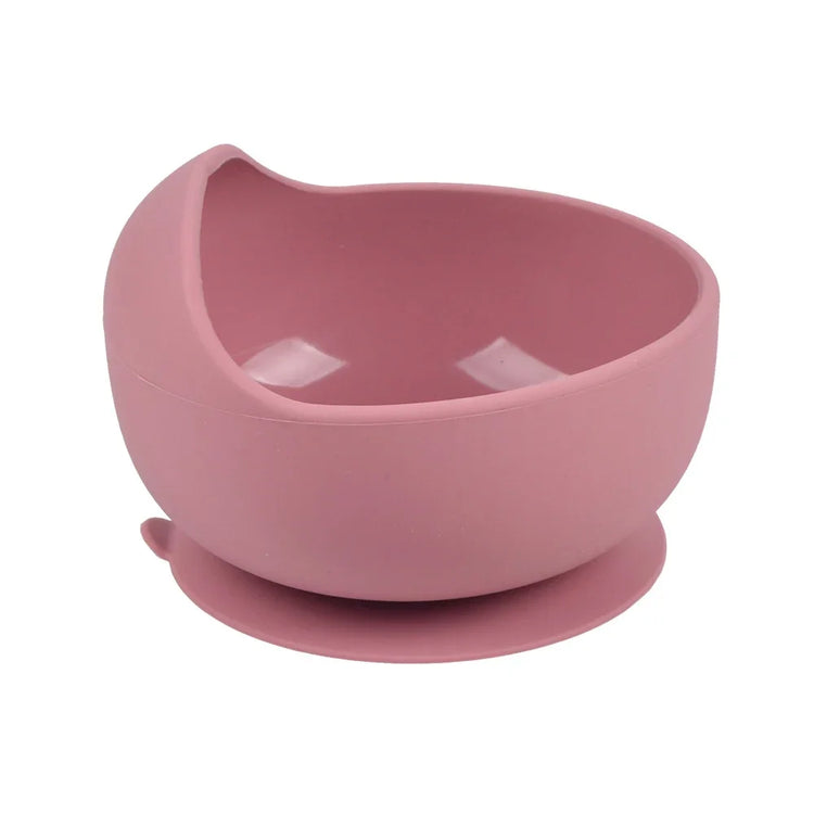 Baby Silicone Feeding Dishes Children Suction Plate Suction Sucker Bowl Wood Fork Spoon Set Toddler Training Tableware BPA Free