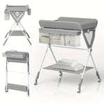 SEJOY Foldable Baby Changing Table Dresser with Wheels with Bottom Rack Side Basket Clothes Rail Infants Portable Diaper Table