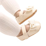Infant Girls Bowknot Mary Jane Flats with Non-Slip Sole Cute Princess Dress Shoes for Newborns Adorable Crib Shoes