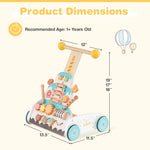 Wooden Baby Walker Ice Cream Cart Toy with Sweet Accessories & Smooth Wheels