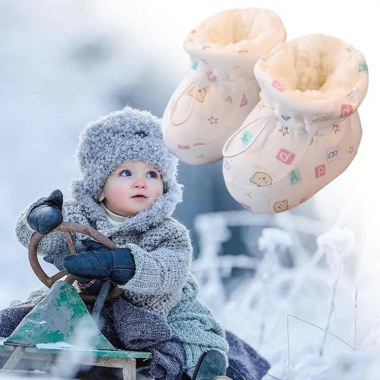 Baby Warm Winter Boots Non-Slip Texture Shoes Cozy Soft Kids Boots Non-Slip Texture Shoes Warm Cotton Winter Booties For Winter
