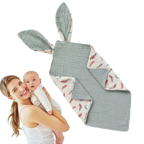 Snap Bibs For Baby Rabbit Ear Design Baby Bandana Drool Bibs Soft Comfortable Cotton Unisex Drooling Bib For Boys Girls