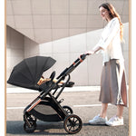 High View Baby Stroller Ergonomics Seat Portable Baby Pram One Hand to Recline Pushchair