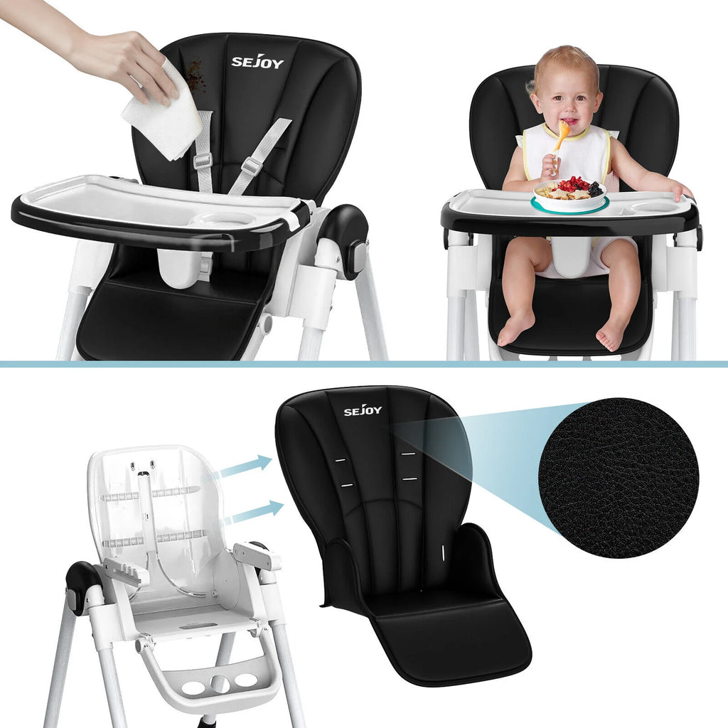 SEJOY Baby High Chair Infants Folding Convertible Removable Tray Adjustable Seat
