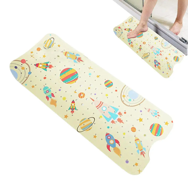 Baby Bath Mat Non Slip Cartoon Toddler Anti-Slip Shower Mats 40 X 16 Inch Machine Washable Toddler Baby Bathtub Mat With Suction