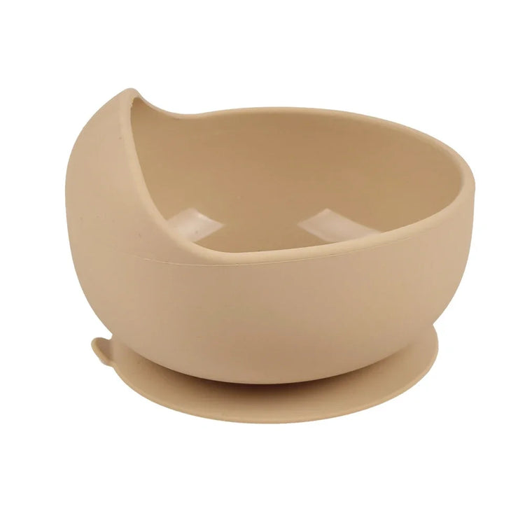 Baby Silicone Feeding Dishes Children Suction Plate Suction Sucker Bowl Wood Fork Spoon Set Toddler Training Tableware BPA Free
