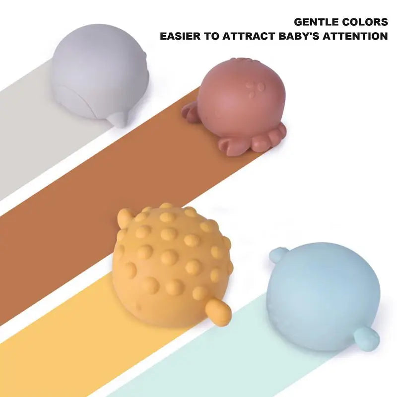 Toddler Animal Bath Toys 4X Floating Squeaky Tub Toys For Babies Stackable Soft Rubber Sea Animal Water Spraying Bathtub Toys