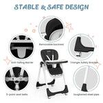 SEJOY Baby High Chair Infants Folding Convertible Removable Tray Adjustable Seat