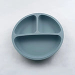 Baby Silicone Feeding Dishes Children Suction Plate Suction Sucker Bowl Wood Fork Spoon Set Toddler Training Tableware BPA Free