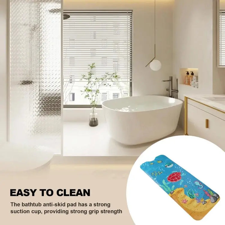 Baby Bath Mat Non Slip Cartoon Toddler Anti-Slip Shower Mats 40 X 16 Inch Machine Washable Toddler Baby Bathtub Mat With Suction