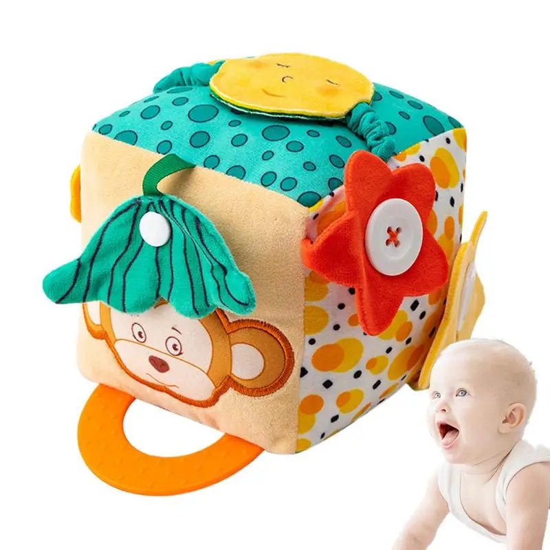 Baby Practice Dressing Toy Early Learning Activity Cube Buttons Dressing Nap Button  Life Skill Education Toys For Children Gift