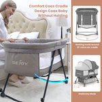 Sejoy Bedside Crib Sleeper for Baby with Large Storage Basket & Mesh Baby Bed Crib for Newborn Portable Baby Side Bassinet