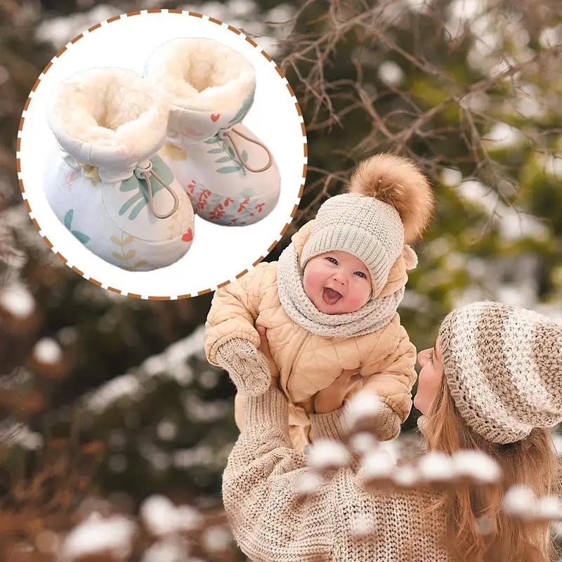 Baby Warm Winter Boots Non-Slip Texture Shoes Cozy Soft Kids Boots Non-Slip Texture Shoes Warm Cotton Winter Booties For Winter